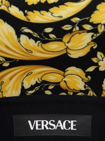 Shop Versace Baroque Printed Technical Fabric Top In Black