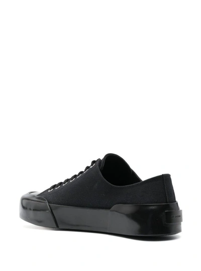 Shop Jil Sander Black Lace-up Low Top Sneakers In Canvas