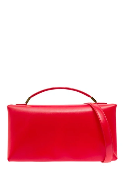 Shop Marni Prisma' Red Handbag With Embossed Logo In Smooth Leather