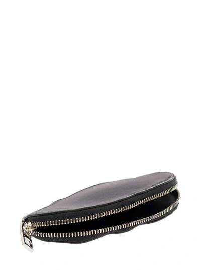 Shop Alexander Mcqueen Black Skull-shaped Card-holder With Zip In Leather In Grey