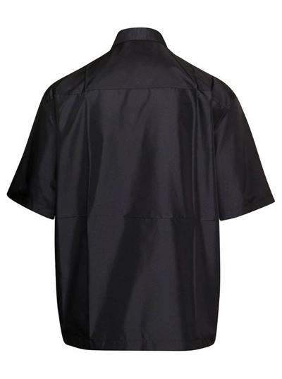 Shop Jil Sander Black Short Sleeve Shirt With Shiny Finish In Polyester