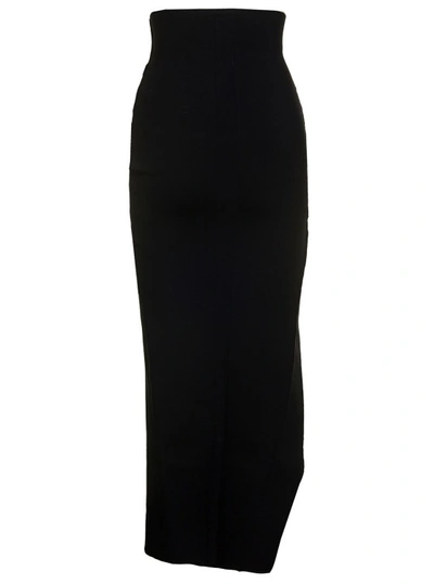 Shop Rick Owens Theresa' Maxi Black Skirt With Wide Split At The Front In Viscose Blend