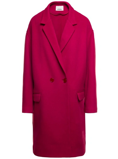 Shop Isabel Marant Pink Oversized Double-breasted Coat In Wool Blend