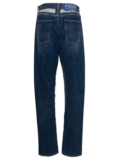 Shop Maison Margiela Blue Five-pocket Jeans With Rips In Cotton Denim In Black