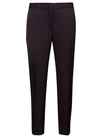 Shop Jil Sander Black Slightly Cropped Tailored Pants In Viscose