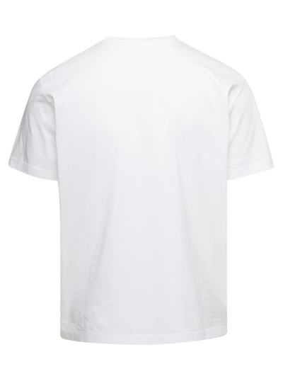 Shop Dsquared2 Milk' White Crewneck T-shirt With Lettering Print In Cotton