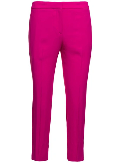 Shop Alexander Mcqueen Fuchsia Cigarette Pants With Welt Pocket In Viscose Blend In Pink