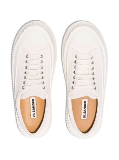 Shop Jil Sander White Recycled Cotton Sneakers