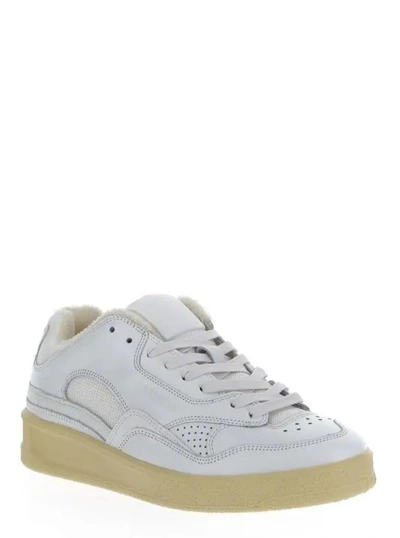Shop Jil Sander Basket Low White Leather Sneakers