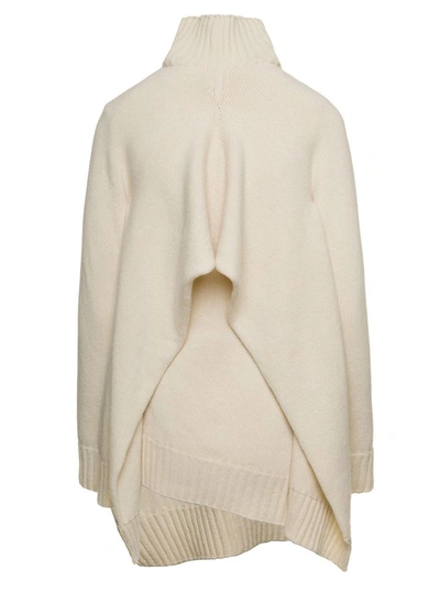 Shop Jil Sander Cream White Two-piece Sweater With High-neck In Wool In Neutrals