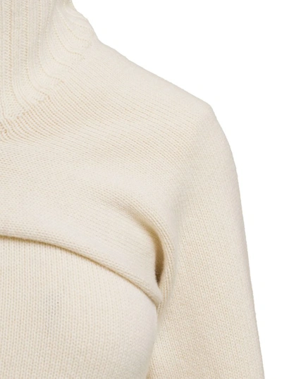 Shop Jil Sander Cream White Two-piece Sweater With High-neck In Wool In Neutrals