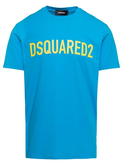 Shop Dsquared2 Light Blue T-shirt With Contrasting Lettering In Cotton