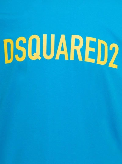 Shop Dsquared2 Light Blue T-shirt With Contrasting Lettering In Cotton