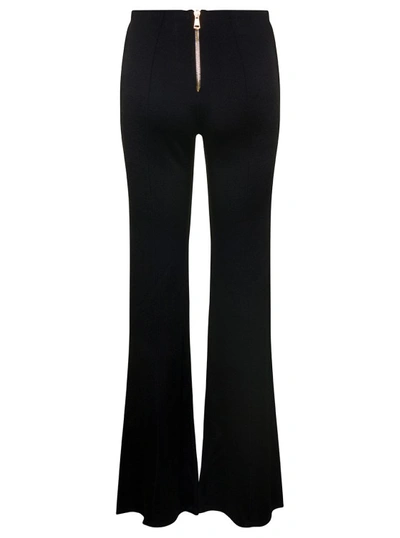 Shop Balmain Black Knit Flare Pants With Six Jewel Buttons In Viscose