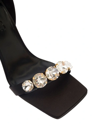 Shop Versace High Heels With Crystal Embellishemnt In Black Silk