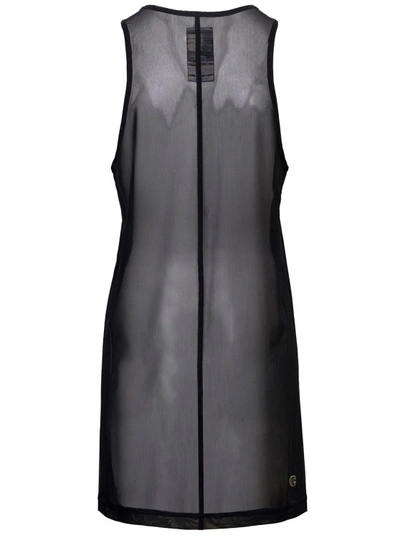 Shop Rick Owens Basketball' Mini Black Dress With Pentagram Embroidery At The Front In Micromesh In Grey