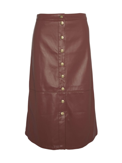 Shop Barbour Women's Alberta Faux-leather Midi-skirt In Cognac