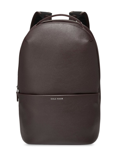 Shop Cole Haan Men's Triboro Leather Commuter Backpack In Dark Chocolate