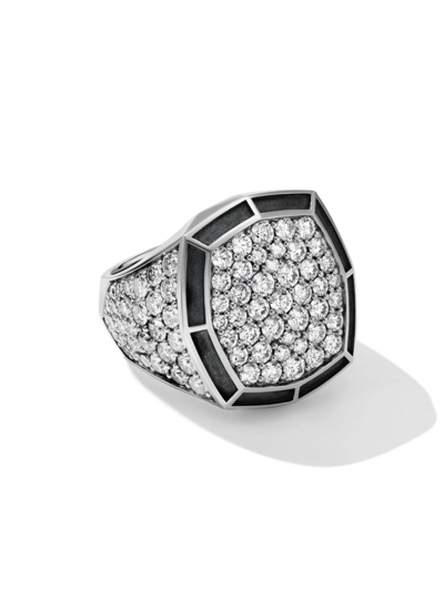 Shop David Yurman Men's Streamline Signet Ring In Sterling Silver In Diamond
