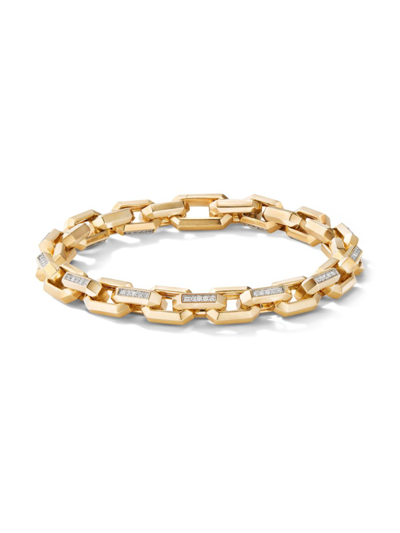 Shop David Yurman Men's Heirloom Chain Link Bracelet In 18k Yellow Gold In Diamond