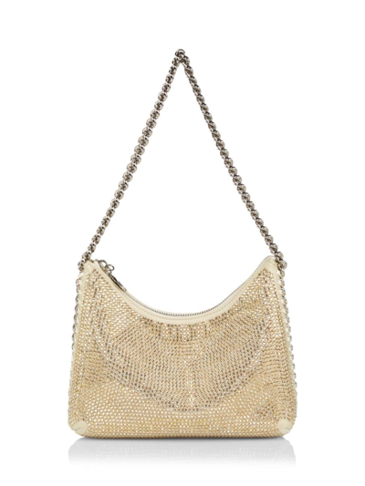 Shop Stella Mccartney Women's Mini Falabella Crystal Shoulder Bag In Champagne