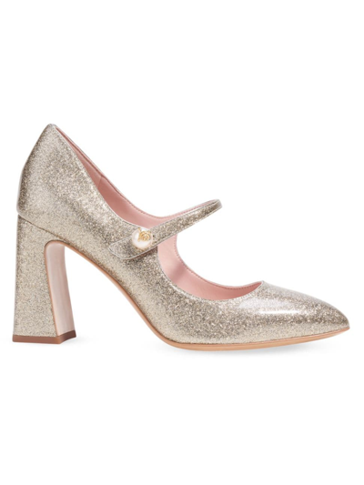 Shop Kate Spade Women's Maren 90mm Glitter Leather Mary Jane Pumps In Silver Gold