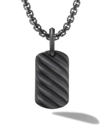 Shop David Yurman Men's Sculpted Cable Tag Pendant In Titanium In Black