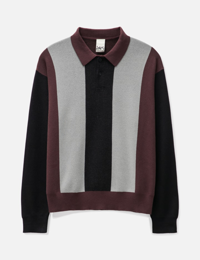 Shop Perks And Mini Forms Knit Long Sleeve Polo In Brown