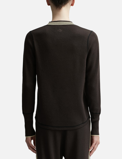 Shop Adidas Originals Wales Bonner Long Sleeve Knit Top In Brown