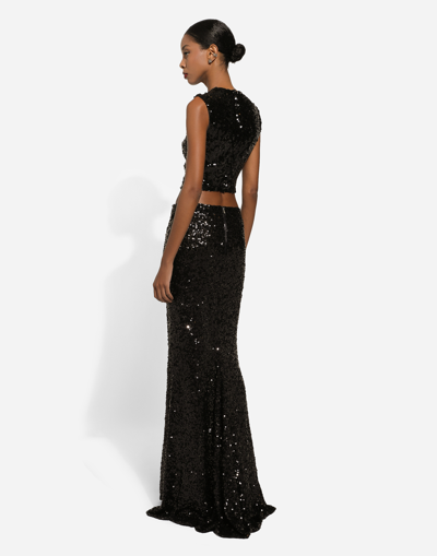 Dolce & Gabbana Long Sequined Mermaid Skirt In Black