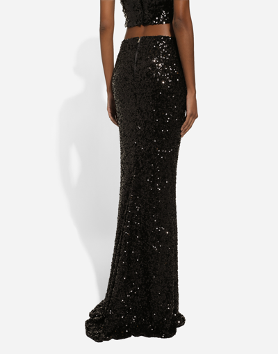 Dolce & Gabbana Long Sequined Mermaid Skirt In Black