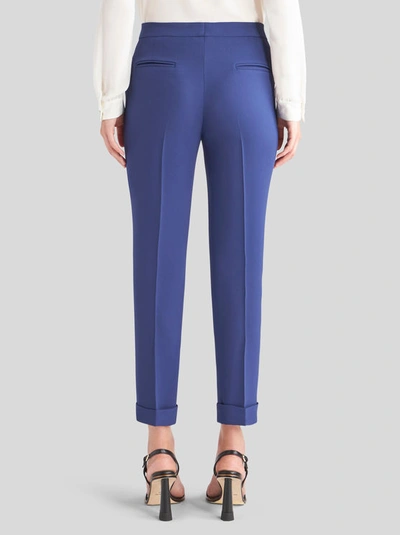 Shop Etro Cady Cigarette Trousers In Navy Blue