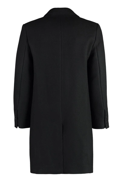 Shop Ami Alexandre Mattiussi Ami Paris Single-breasted Wool Coat In Black