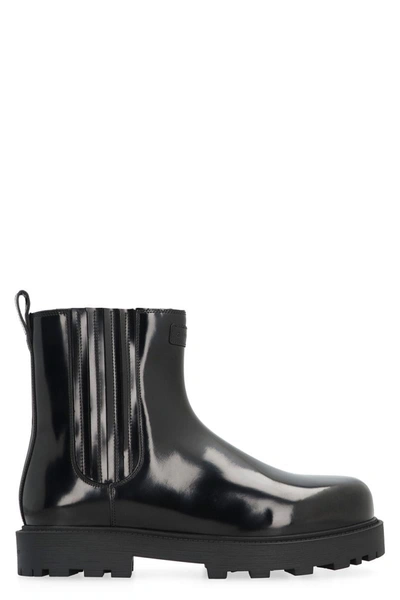 Shop Givenchy Show Leather Chelsea Boots In Black