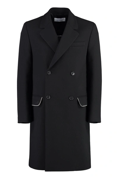 Shop Off-white Double-breasted Virgin Wool  Coat In Black