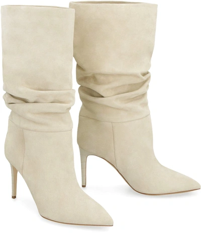 Shop Paris Texas Slouchy Suede Knee High Boots In Ivory