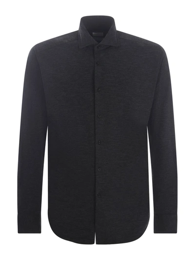 Xacus Long-sleeved Button-down Shirt In Grey