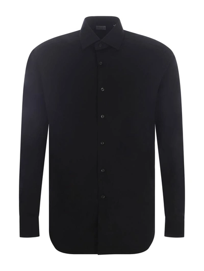 Xacus Long-sleeved Button-down Shirt In Black