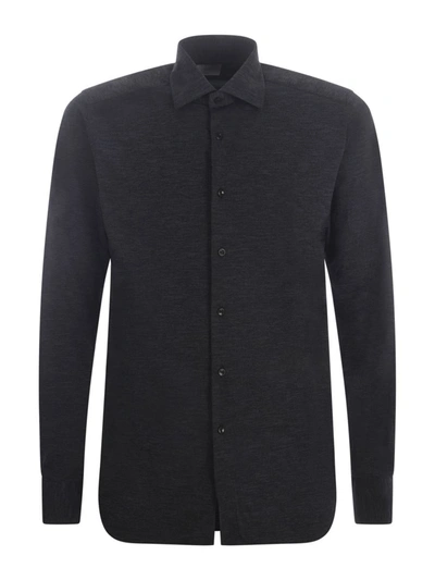 Xacus Long-sleeved Button-down Shirt In Blue