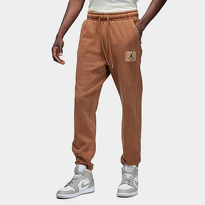 Shop Nike Jordan Men's Essentials Statement Washed Fleece Sweatpants In Light British Tan