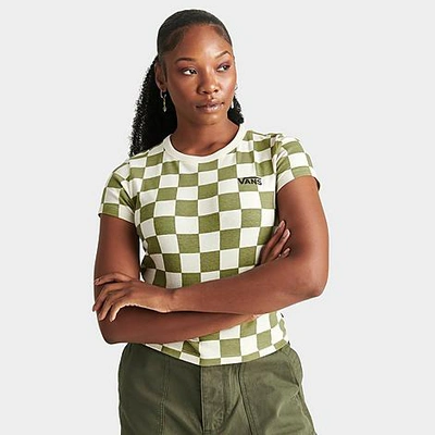 Shop Vans Women's Checkerboard Mini T-shirt In Green Olive