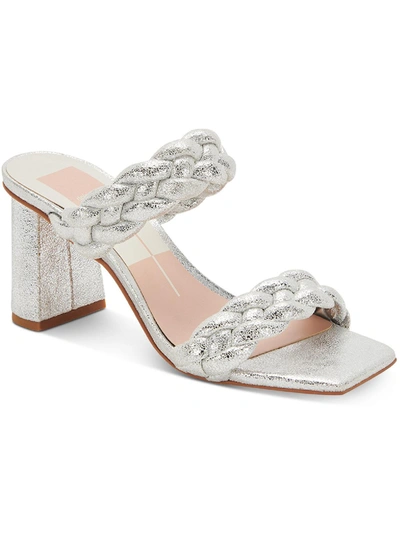 Shop Dolce Vita Paily Womens Faux Leather Square Toe Heel Sandals In Silver