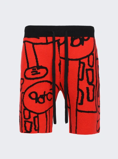 Shop The Elder Statesman Newspaper Relaxed Short In Red