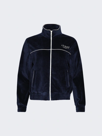 Shop Sporty And Rich Sport Velour Track Jacket In Blue