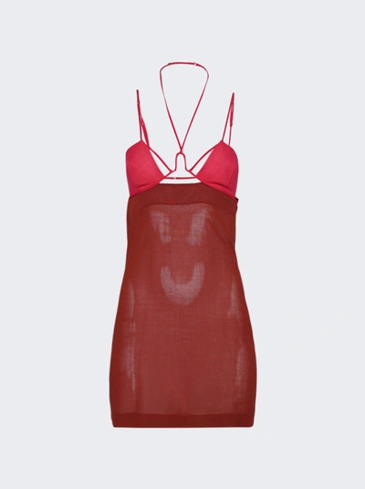 Shop Nensi Dojaka U Wire Bra Mini Dress In Red