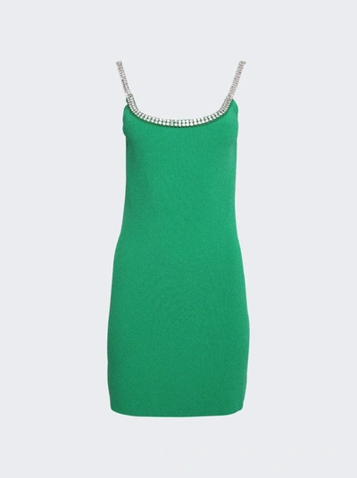 Shop Rabanne Rhinestone Strap Knit Mini Dress In Green