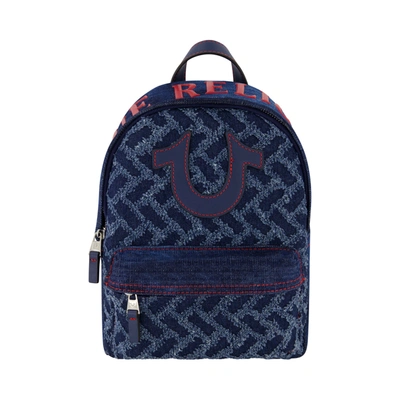 Shop True Religion Mini Denim Logo Backpack In Blue