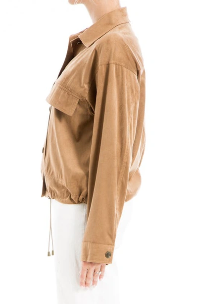 Shop Max Studio Faux Suede Bomber Jacket In Vicuna