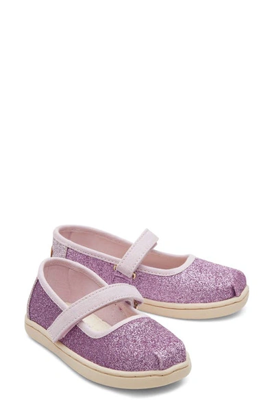 Shop Toms Kids' Glitter Mary Jane Flat In Purple