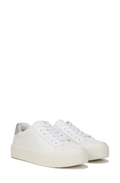 Shop Vince Benfield Leather Sneaker In White/ Silver